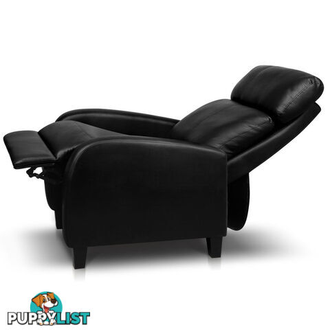 Faux Leather Armchair Recliner - Black