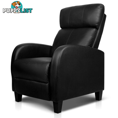 Faux Leather Armchair Recliner - Black