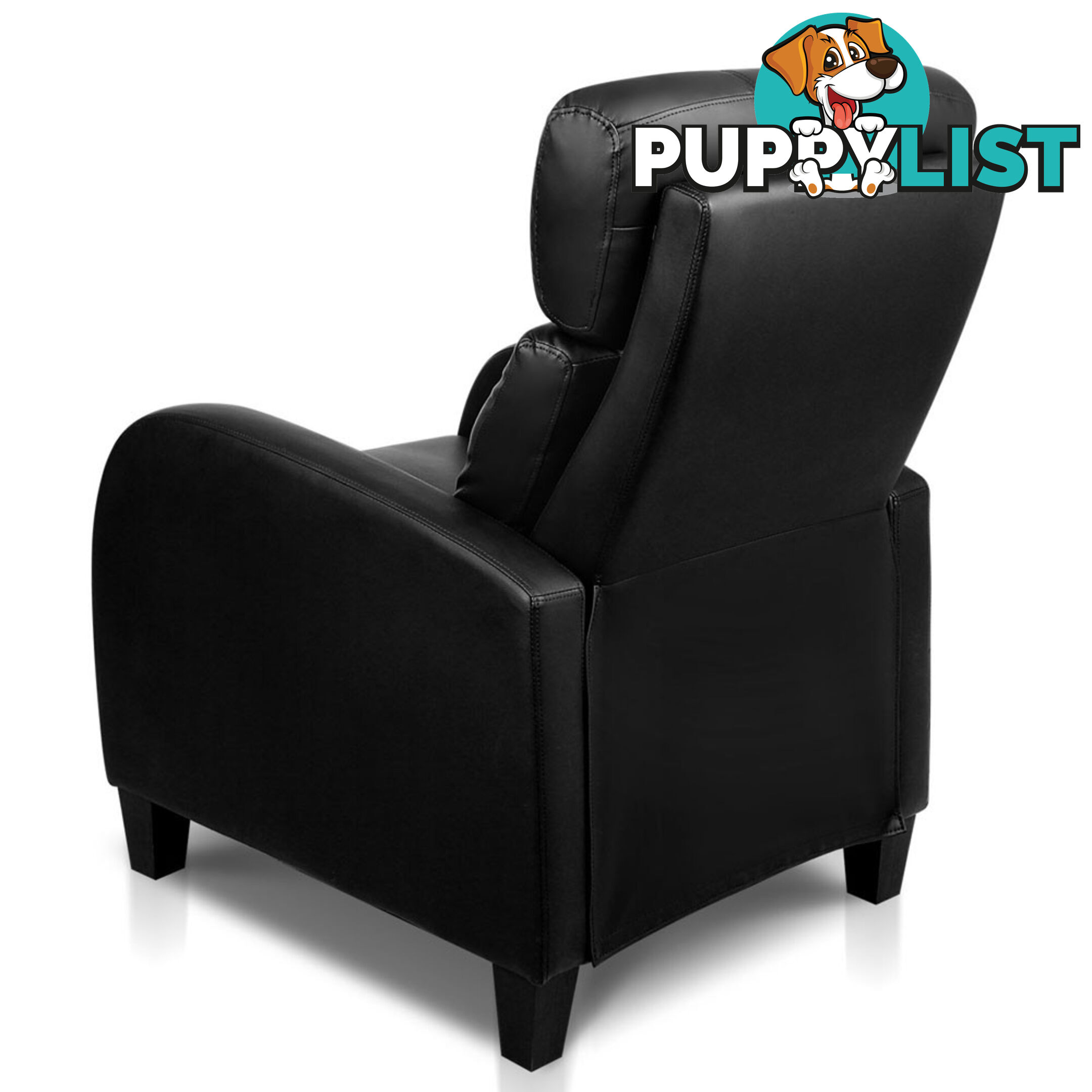 Faux Leather Armchair Recliner - Black