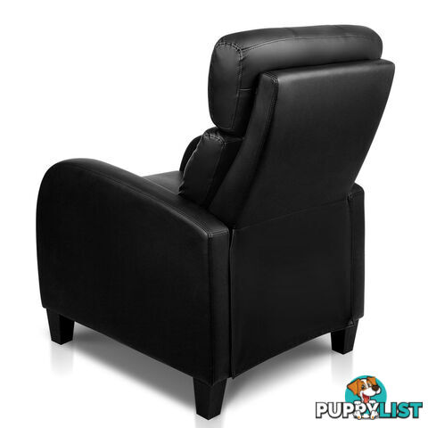 Faux Leather Armchair Recliner - Black