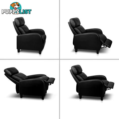 Faux Leather Armchair Recliner - Black