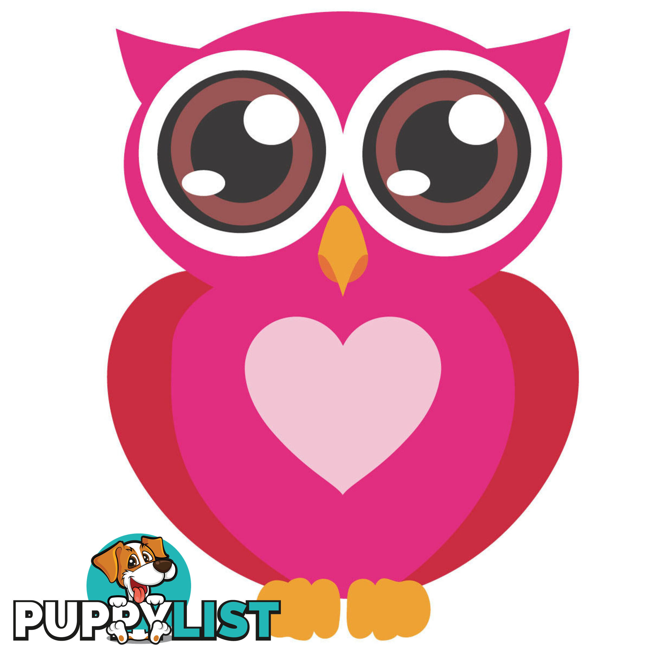 Pink Owl with Big Eyes Wall Stickers - Totally Movable