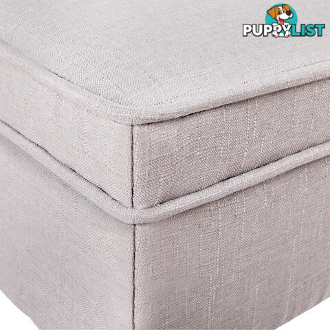 Linen Fabric Storage Ottoman  Beige