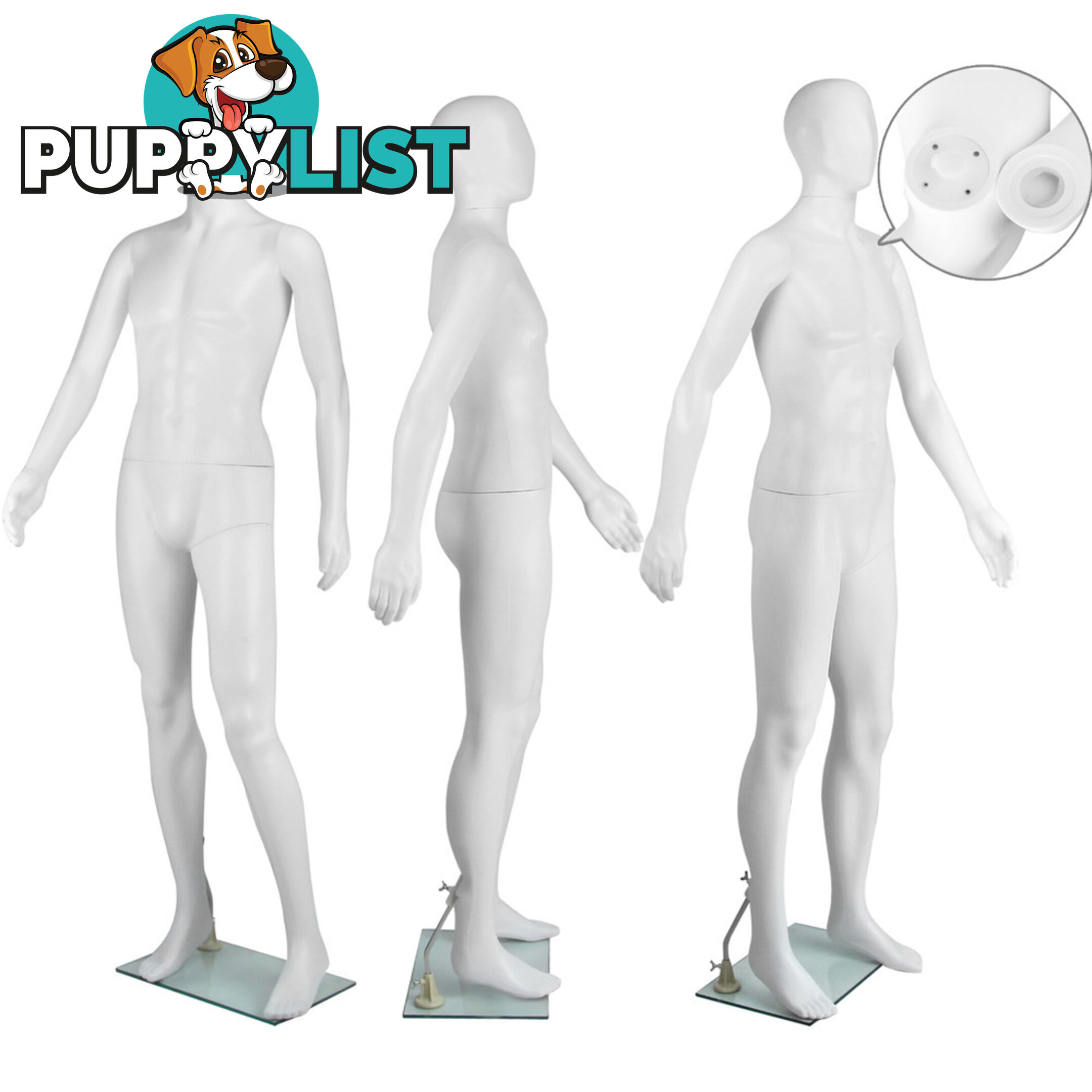 Full Body Male Mannequin Cloth Display Tailor Dressmaker White 186cm