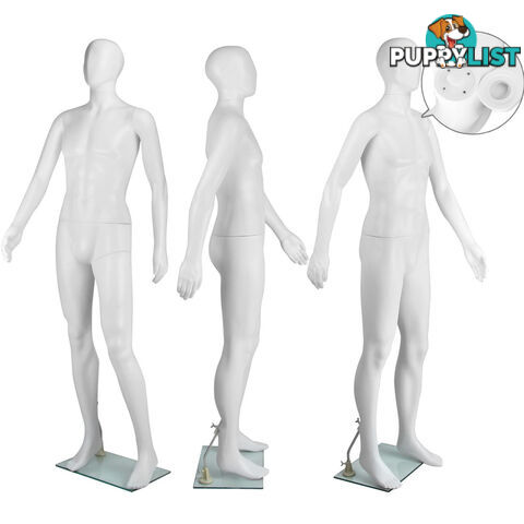 Full Body Male Mannequin Cloth Display Tailor Dressmaker White 186cm