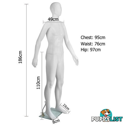 Full Body Male Mannequin Cloth Display Tailor Dressmaker White 186cm