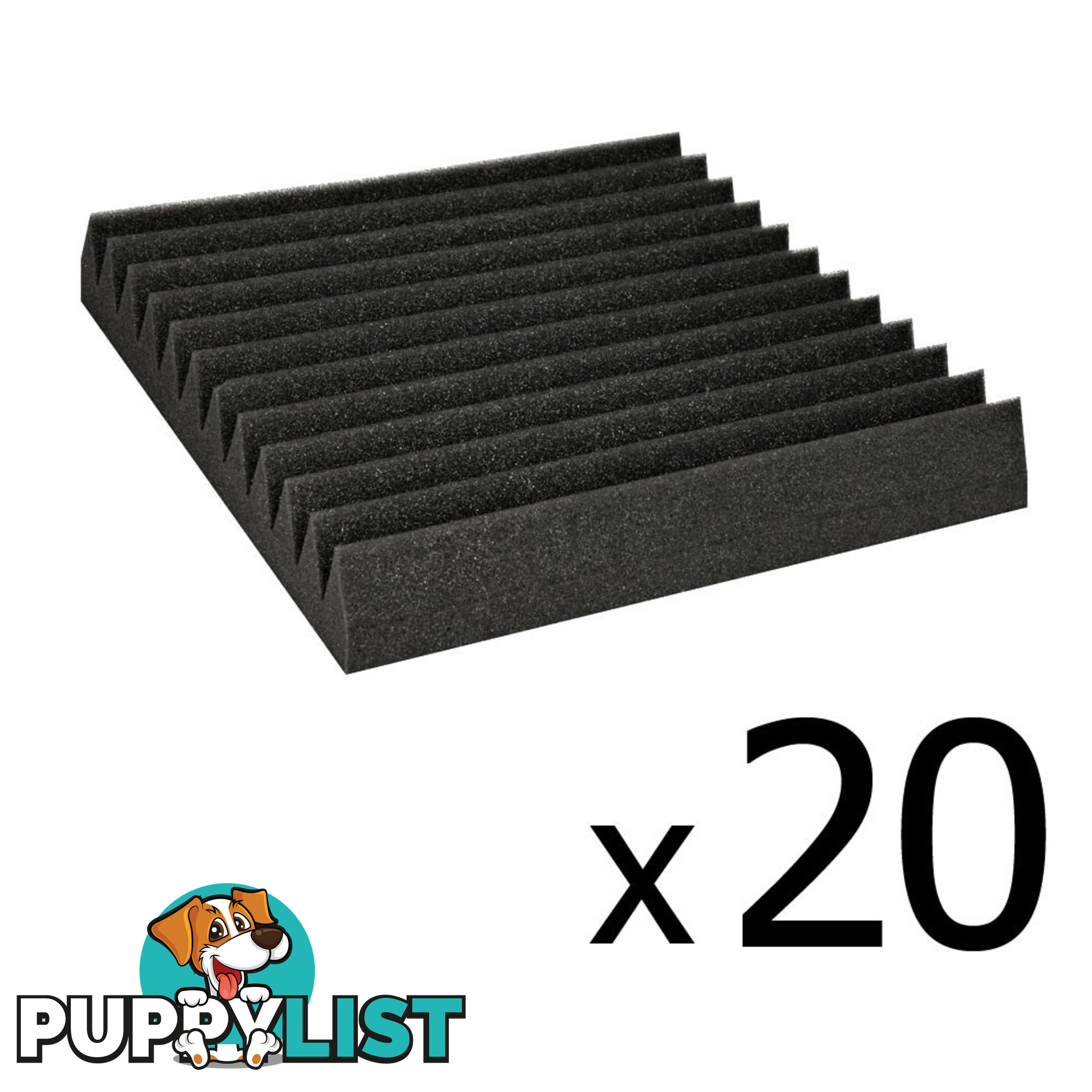 Set of 20 Studio Wedge Acoustic Foam Charcoal 30 x 30cm