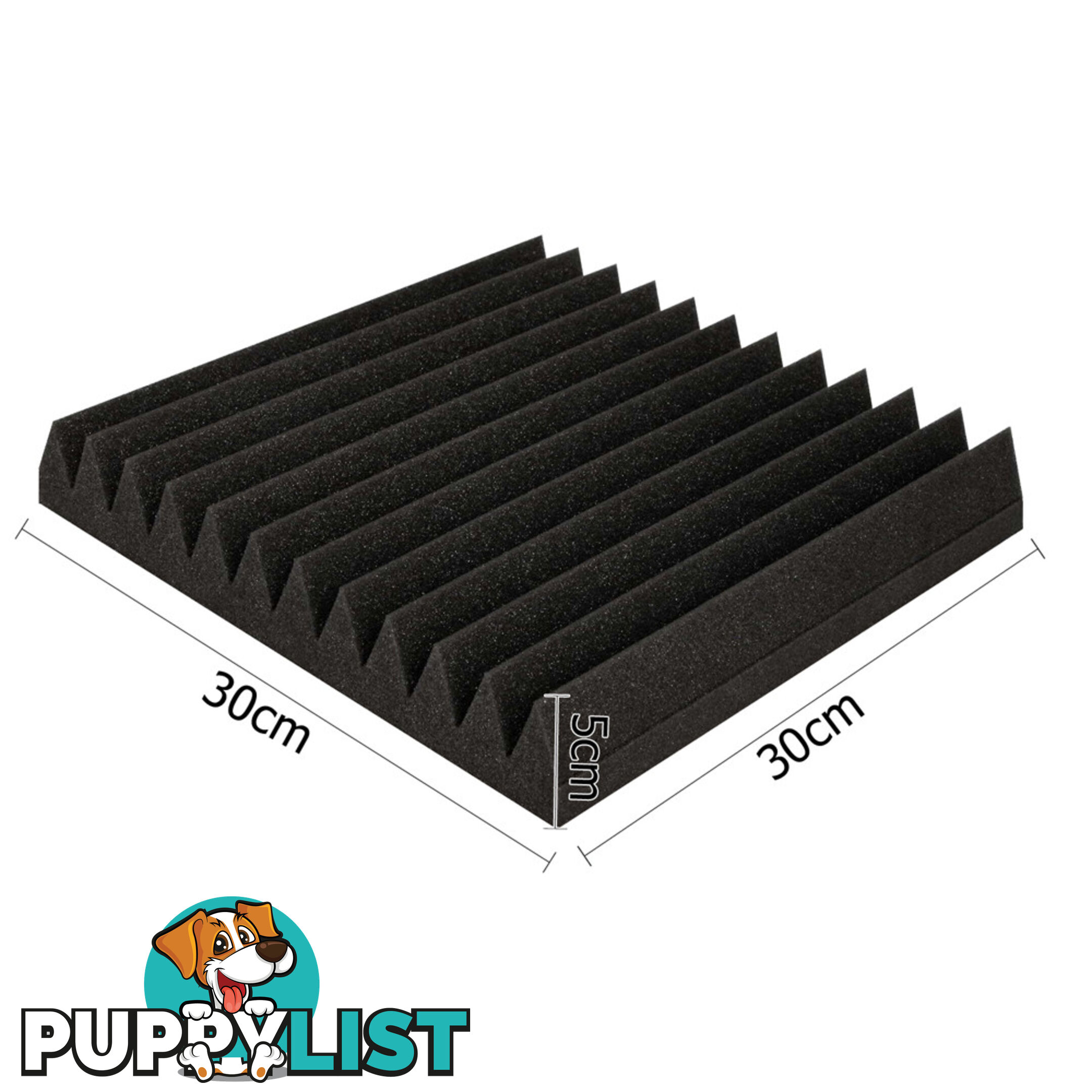 Set of 20 Studio Wedge Acoustic Foam Charcoal 30 x 30cm