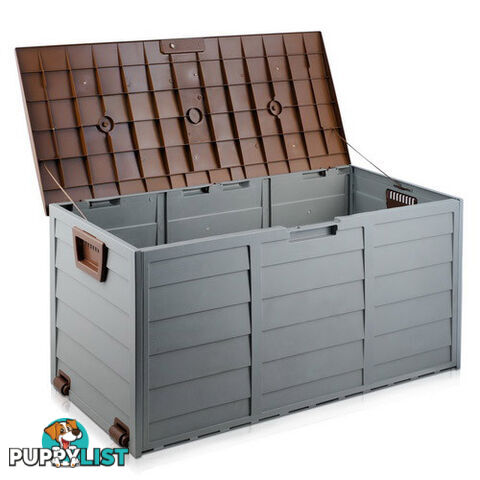 290L Plastic Outdoor Storage Box Container Weatherproof Brown Grey