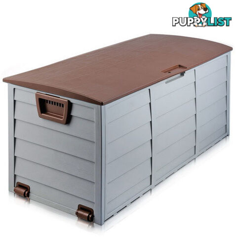 290L Plastic Outdoor Storage Box Container Weatherproof Brown Grey