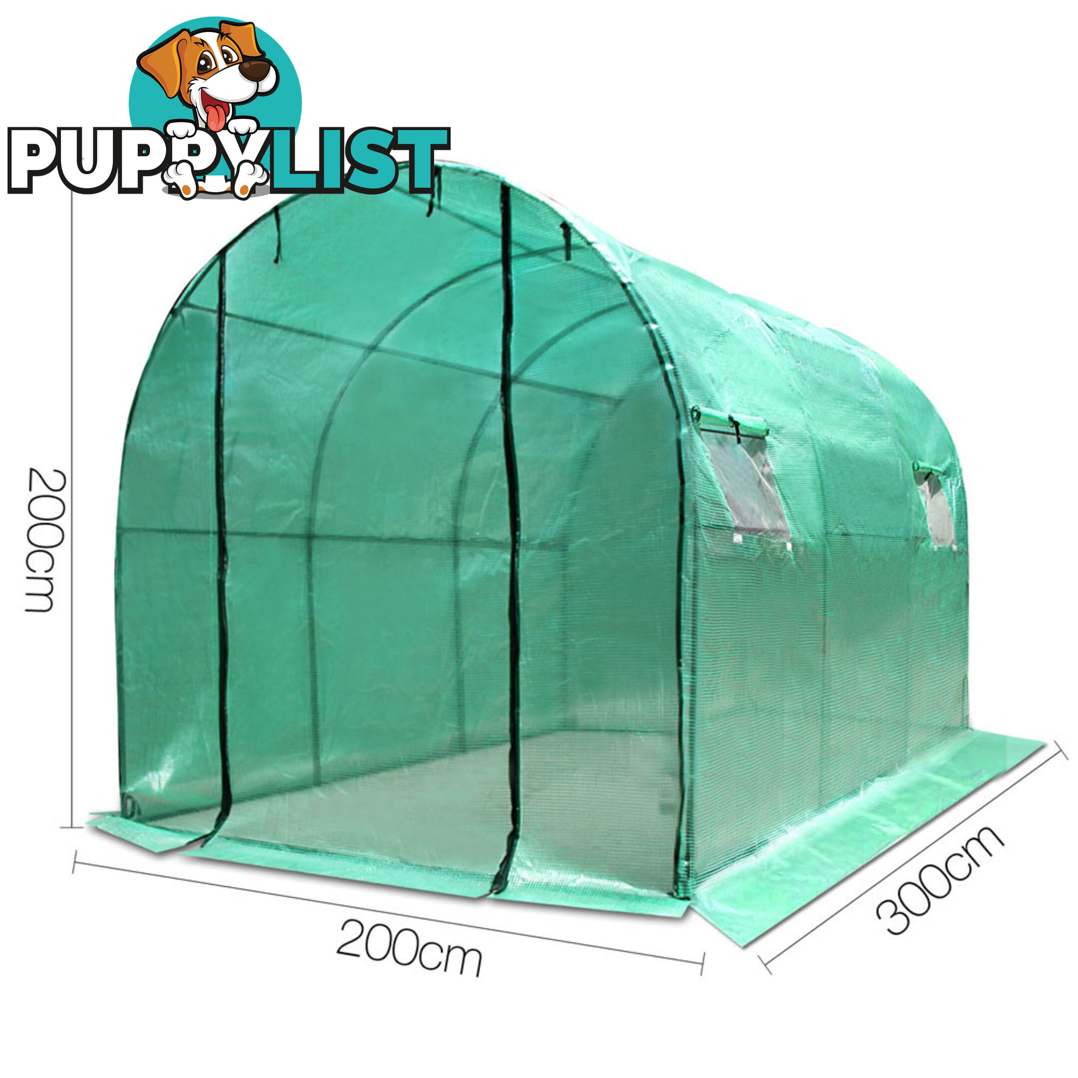 Greenhouse with Green PE Cover - 3M x 2M