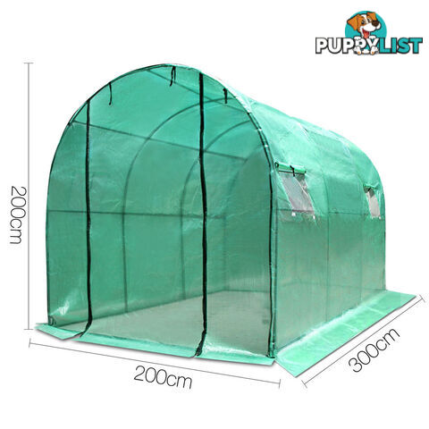 Greenhouse with Green PE Cover - 3M x 2M