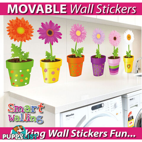 Medium Size Flower Pot Wall Stickers - Totally Movable