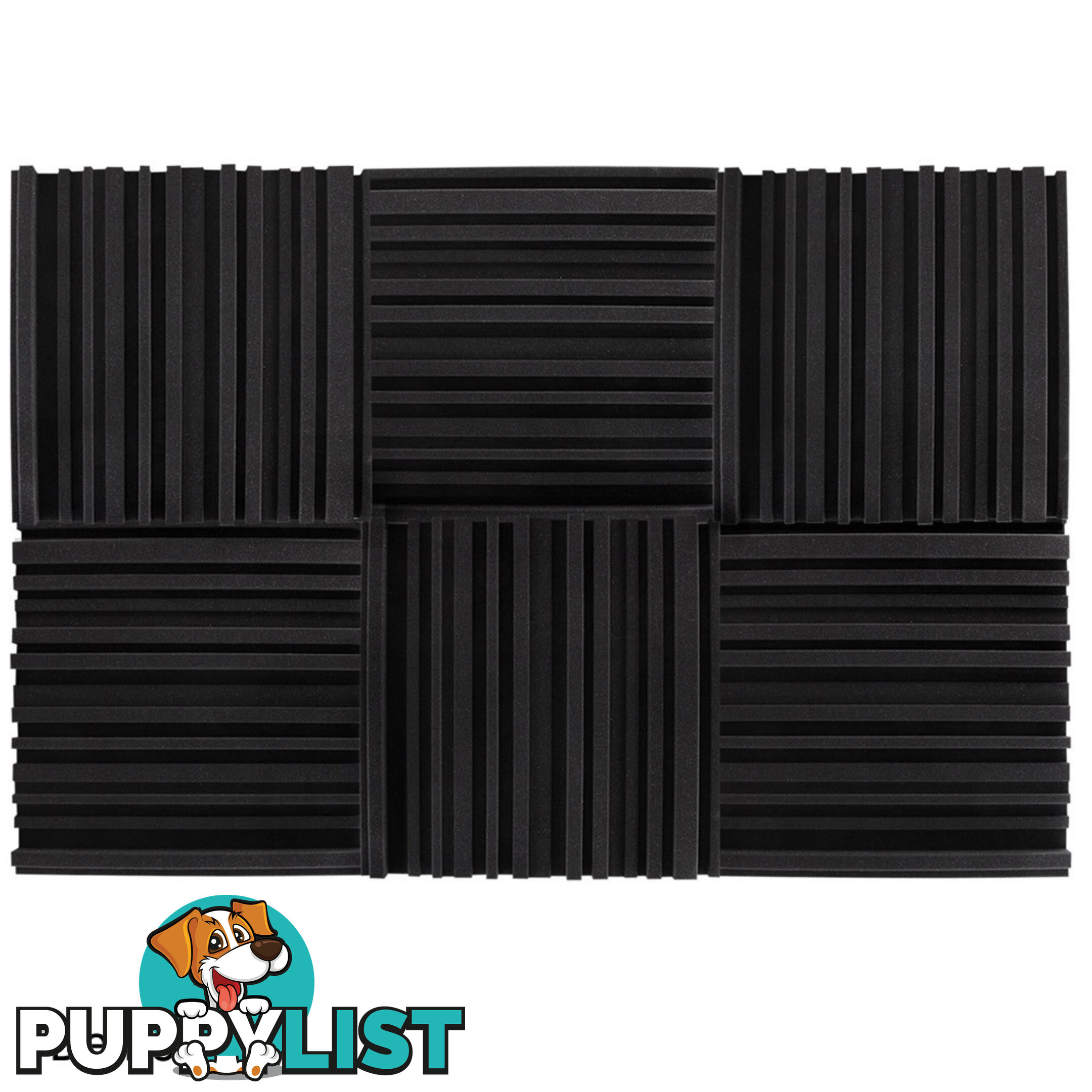 Set of 10 Studio Acoustic Foam Tile Wedge Black 50 x 50 x 5cm