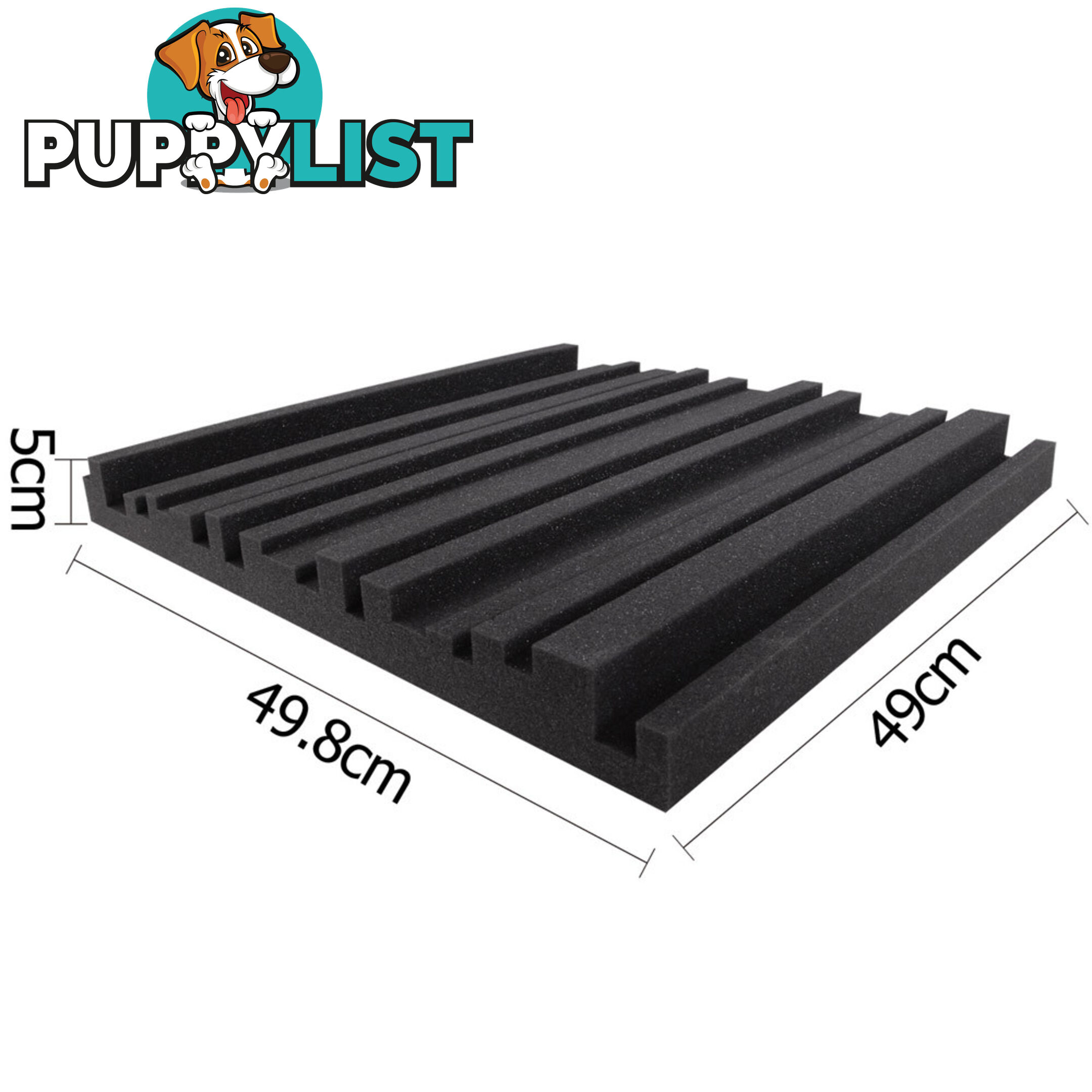 Set of 10 Studio Acoustic Foam Tile Wedge Black 50 x 50 x 5cm