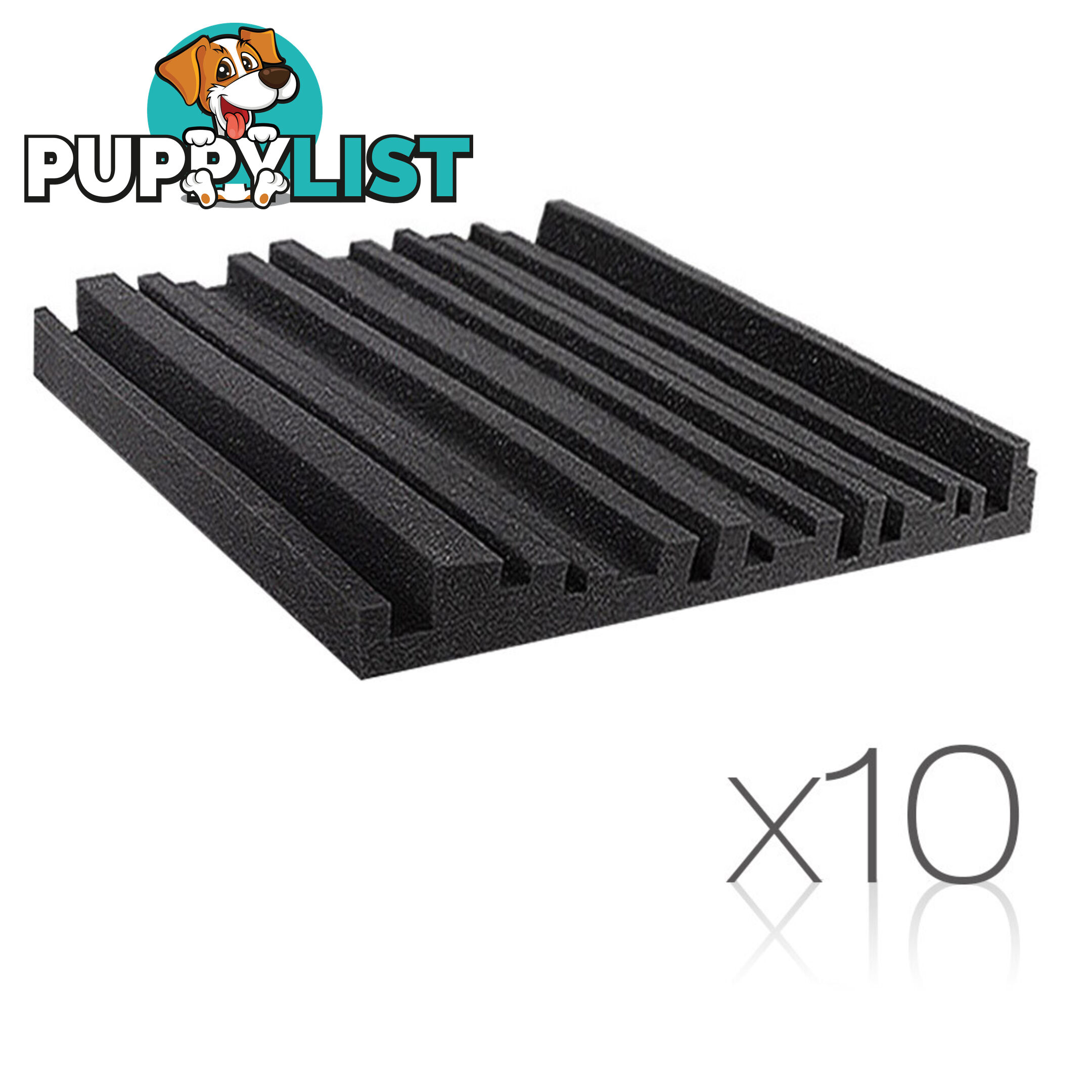 Set of 10 Studio Acoustic Foam Tile Wedge Black 50 x 50 x 5cm