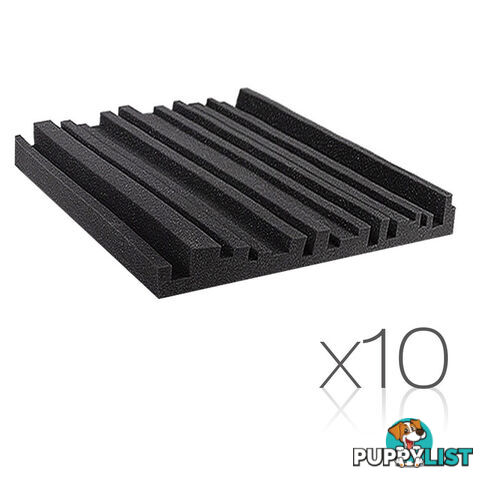 Set of 10 Studio Acoustic Foam Tile Wedge Black 50 x 50 x 5cm