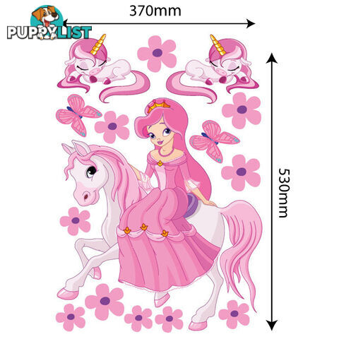 Large Size Princess on a horse with unicorns Wall Sticker - Totally Movable