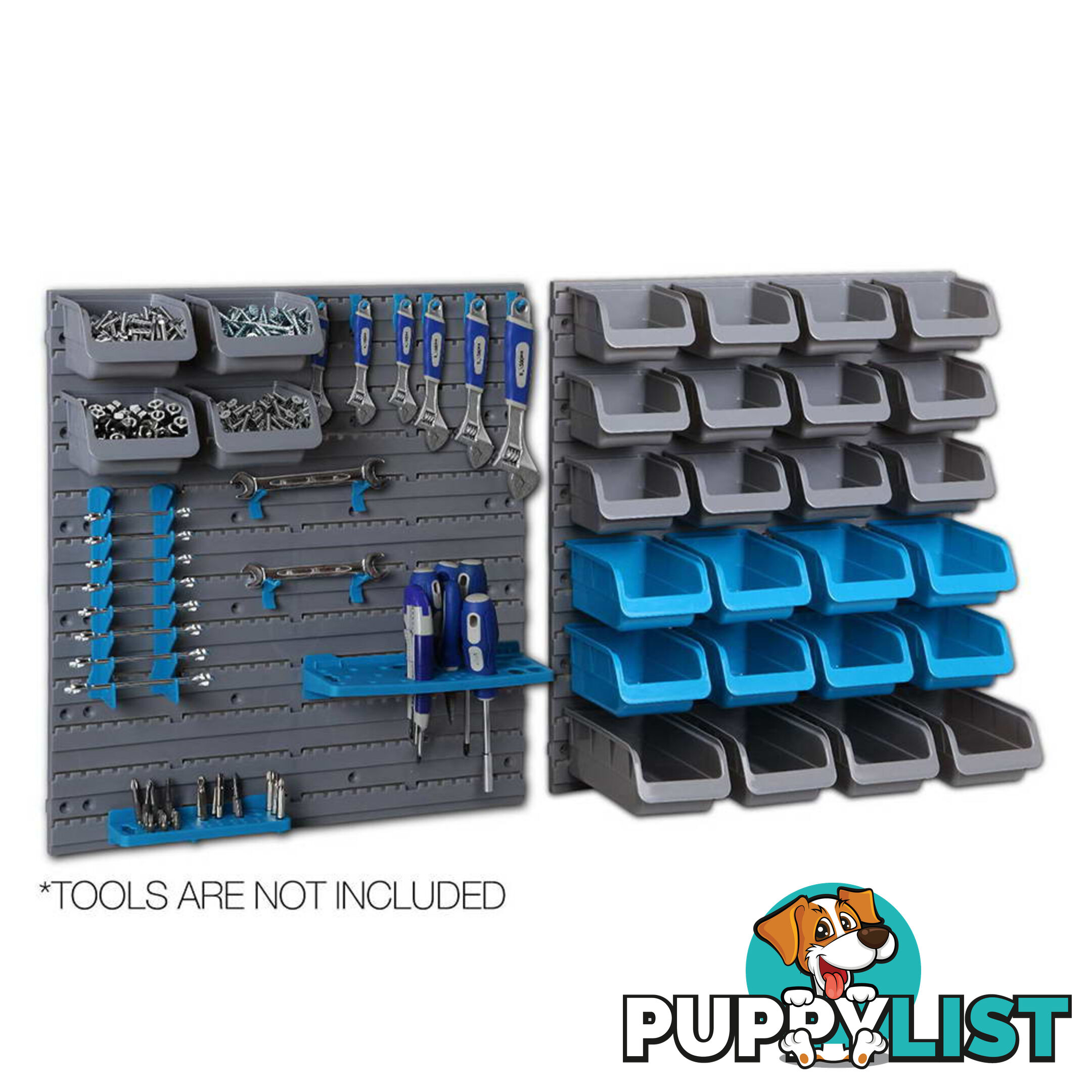 44 Piece Bin Wall Mounted Storage Rack