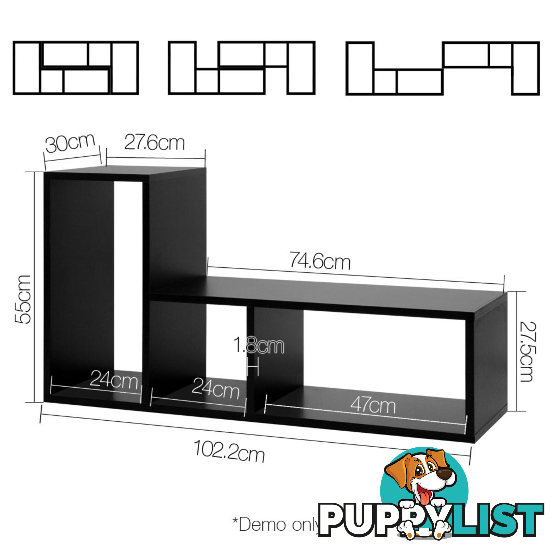 DIY L Shaped Display Shelf - Black