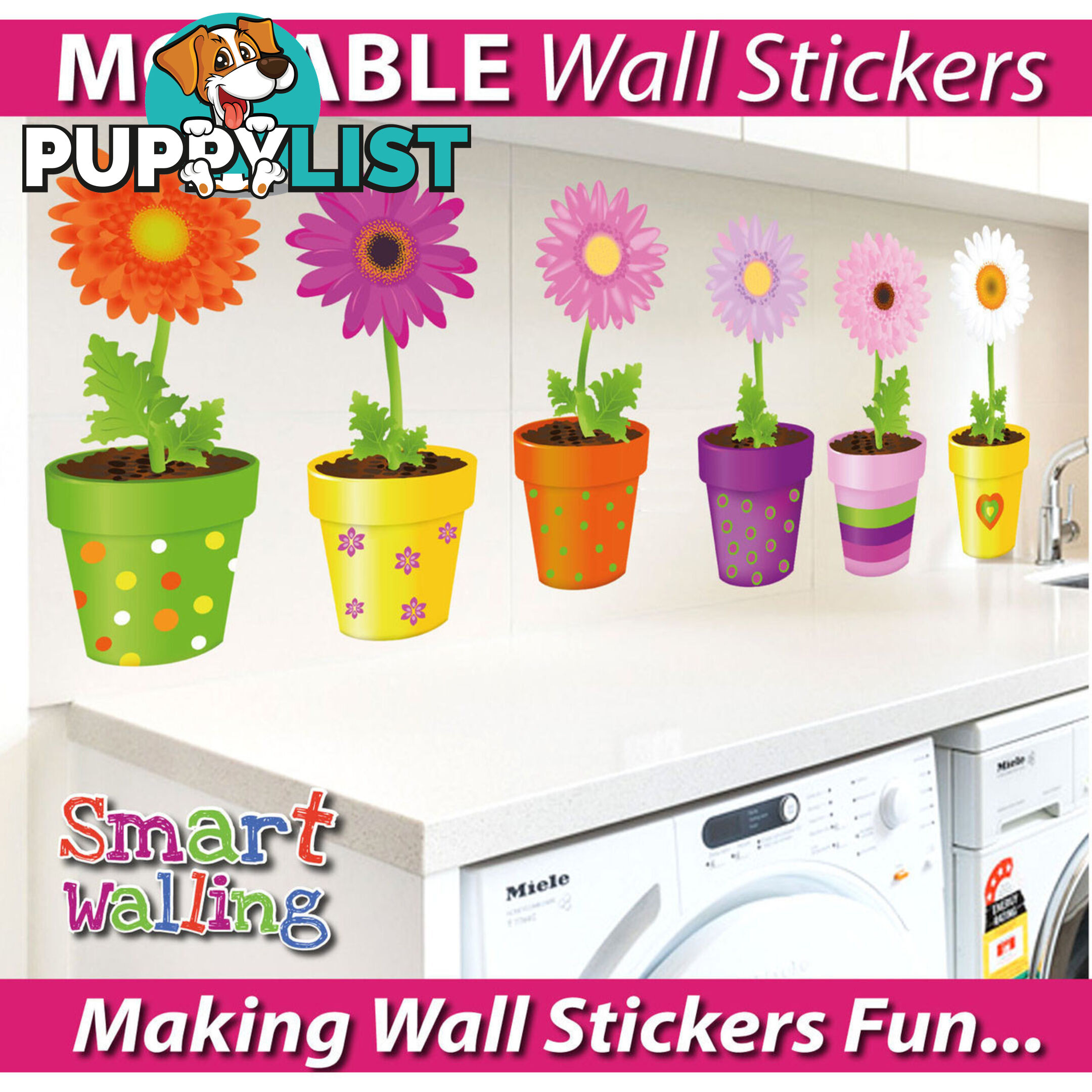 Extra Large Size Flower Pot Wall Stickers - Totally Movable