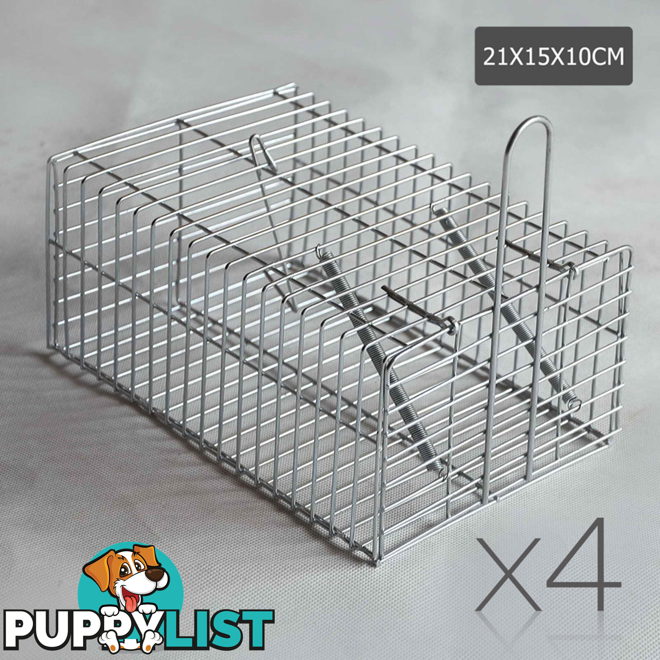 Set of 4 Humane Animal Trap Cage 29 x 15 x 15cm Silver