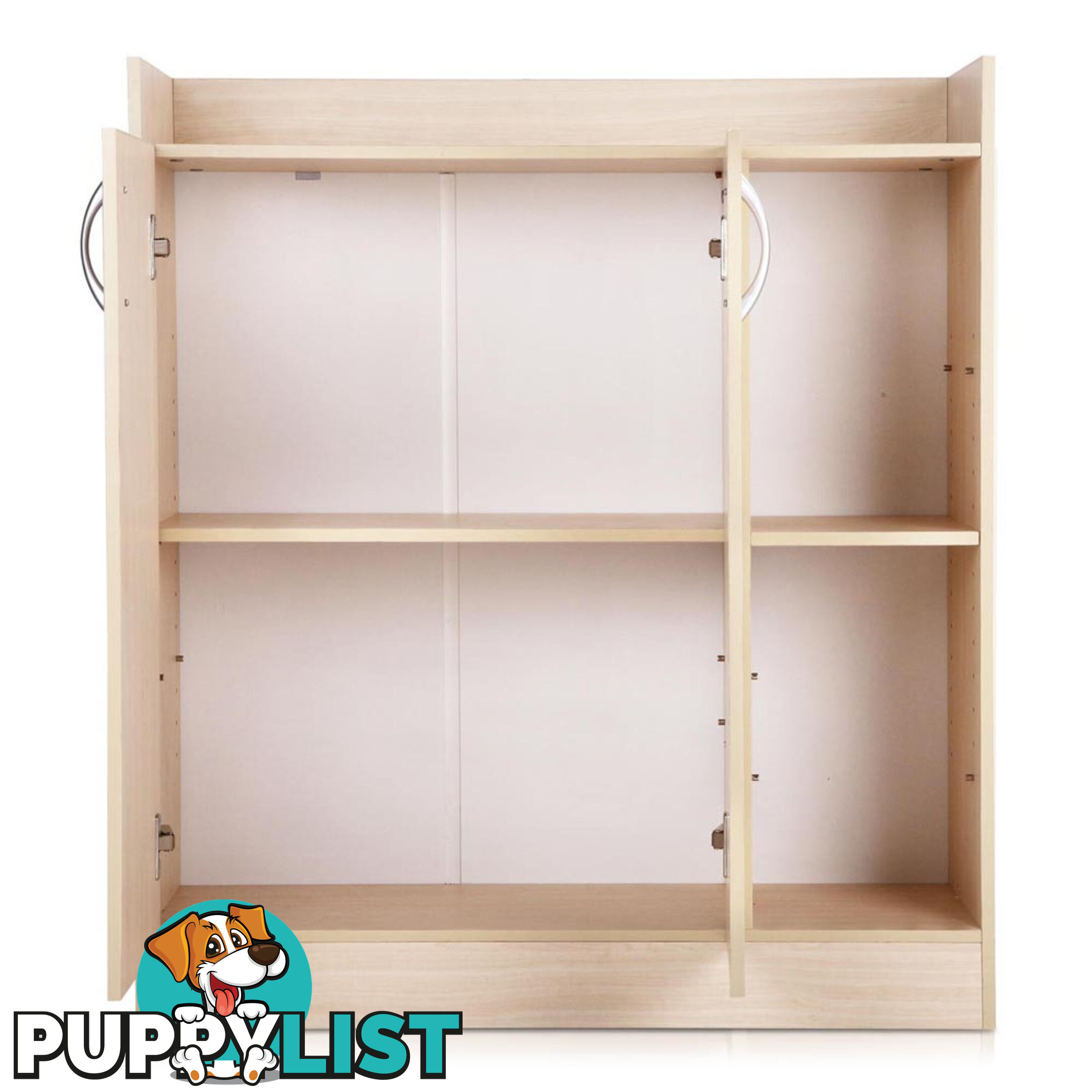 2 Doors Shoe Cabinet Storage Cupboard - Natural Timber