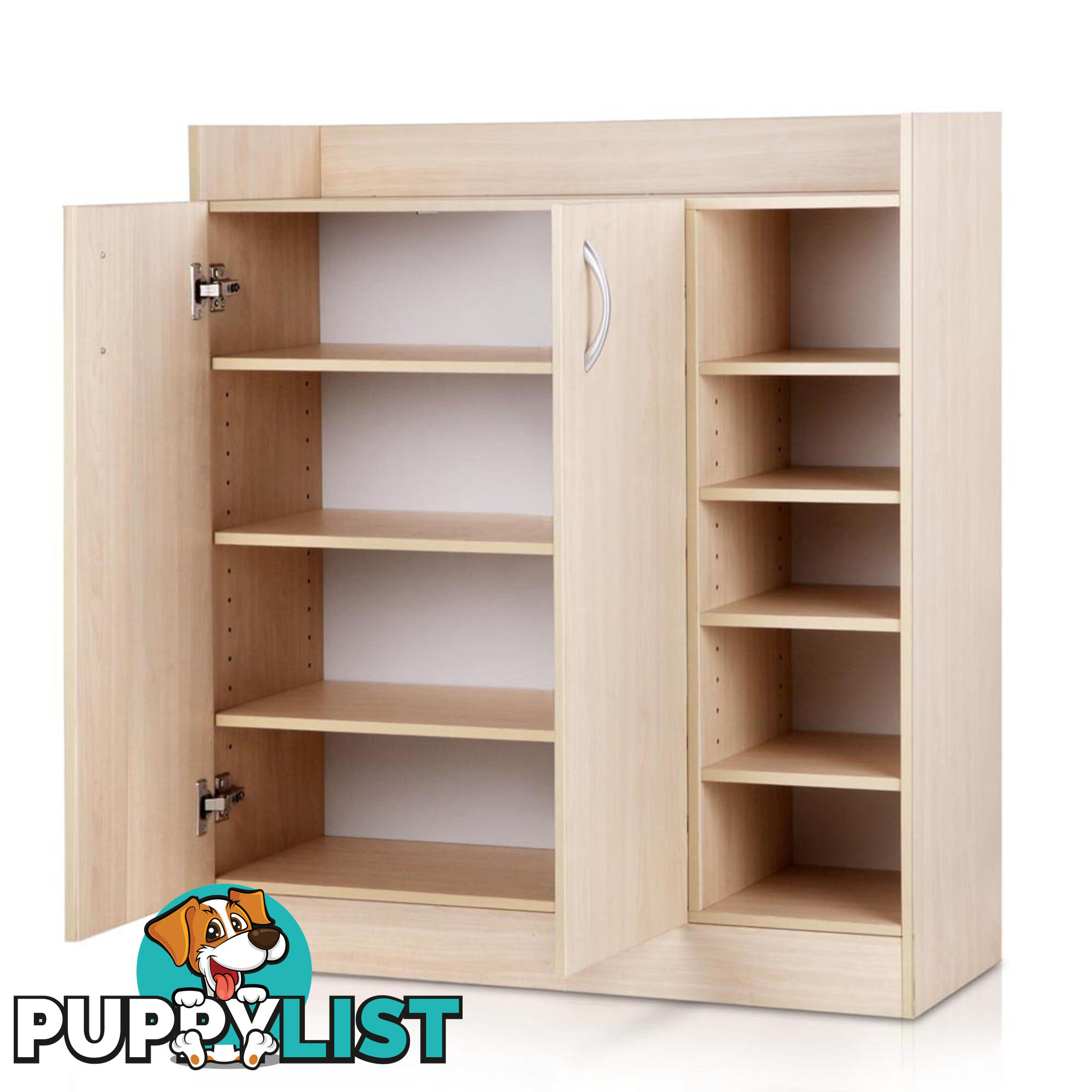 2 Doors Shoe Cabinet Storage Cupboard - Natural Timber