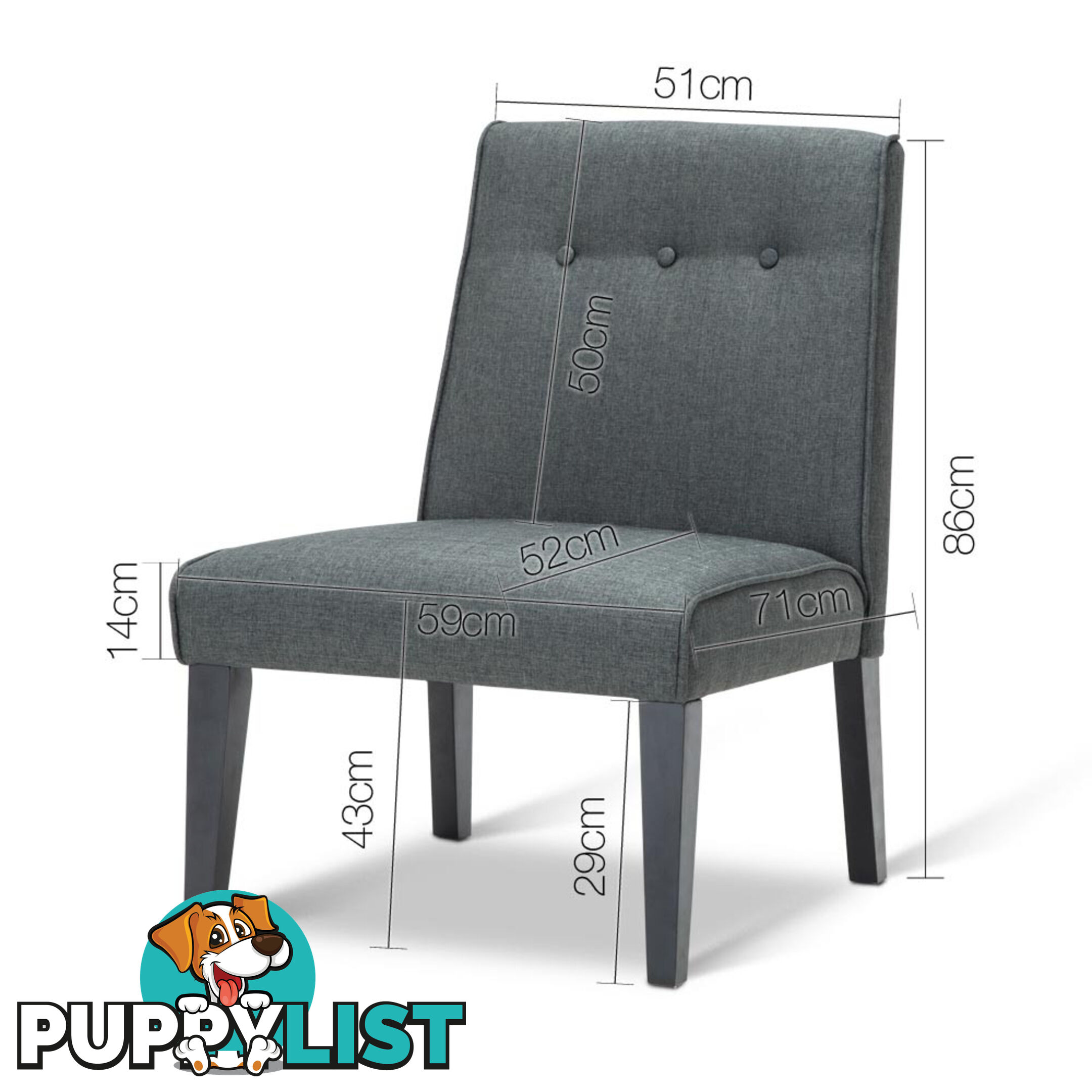 Fabric Dining Lounge Chair - Grey