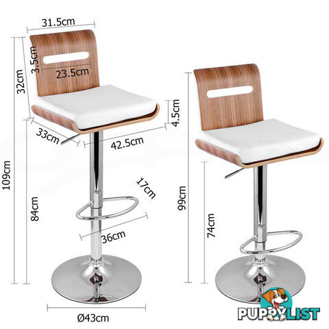 Set of 2 Wooden Bar Stools