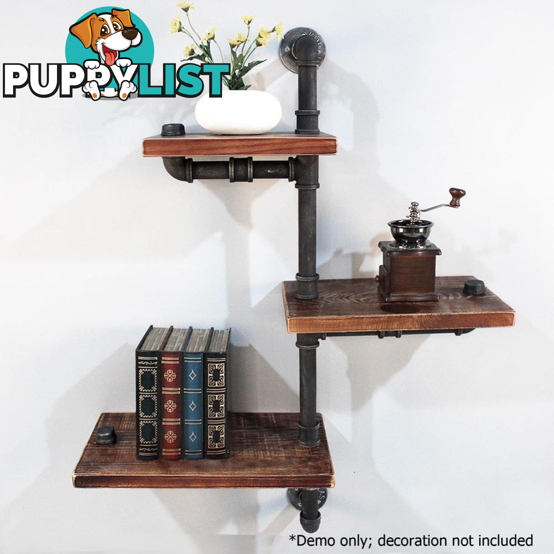 Rustic Industrial DIY Floating Pipe Shelf