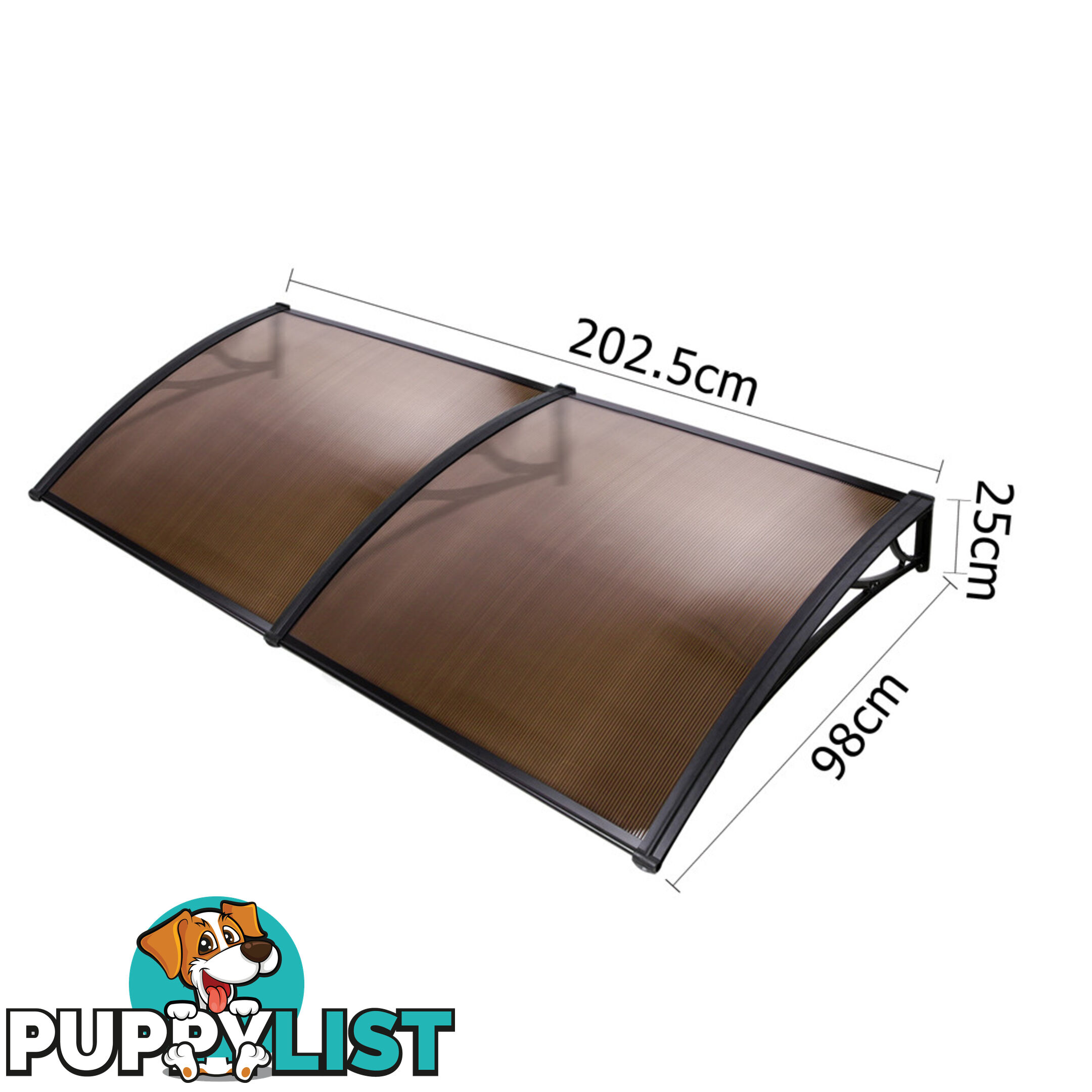 DIY Window Door Awning Cover Brown 100 x 200cm