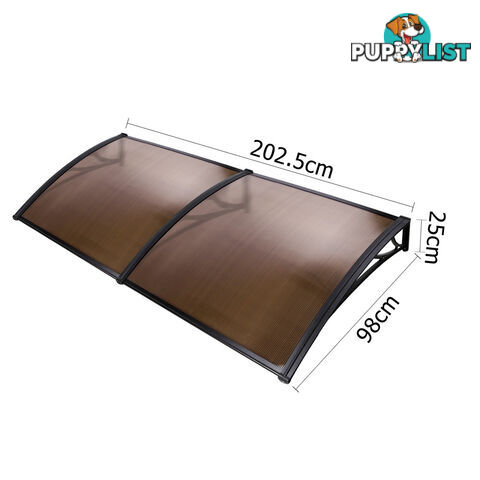 DIY Window Door Awning Cover Brown 100 x 200cm