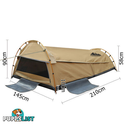 Double Camping Canvas Swag Tent Beige w/ Air Pillow