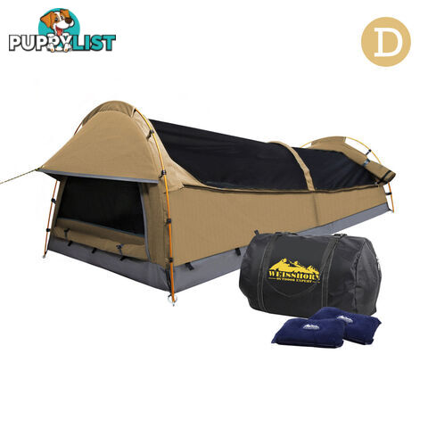 Double Camping Canvas Swag Tent Beige w/ Air Pillow