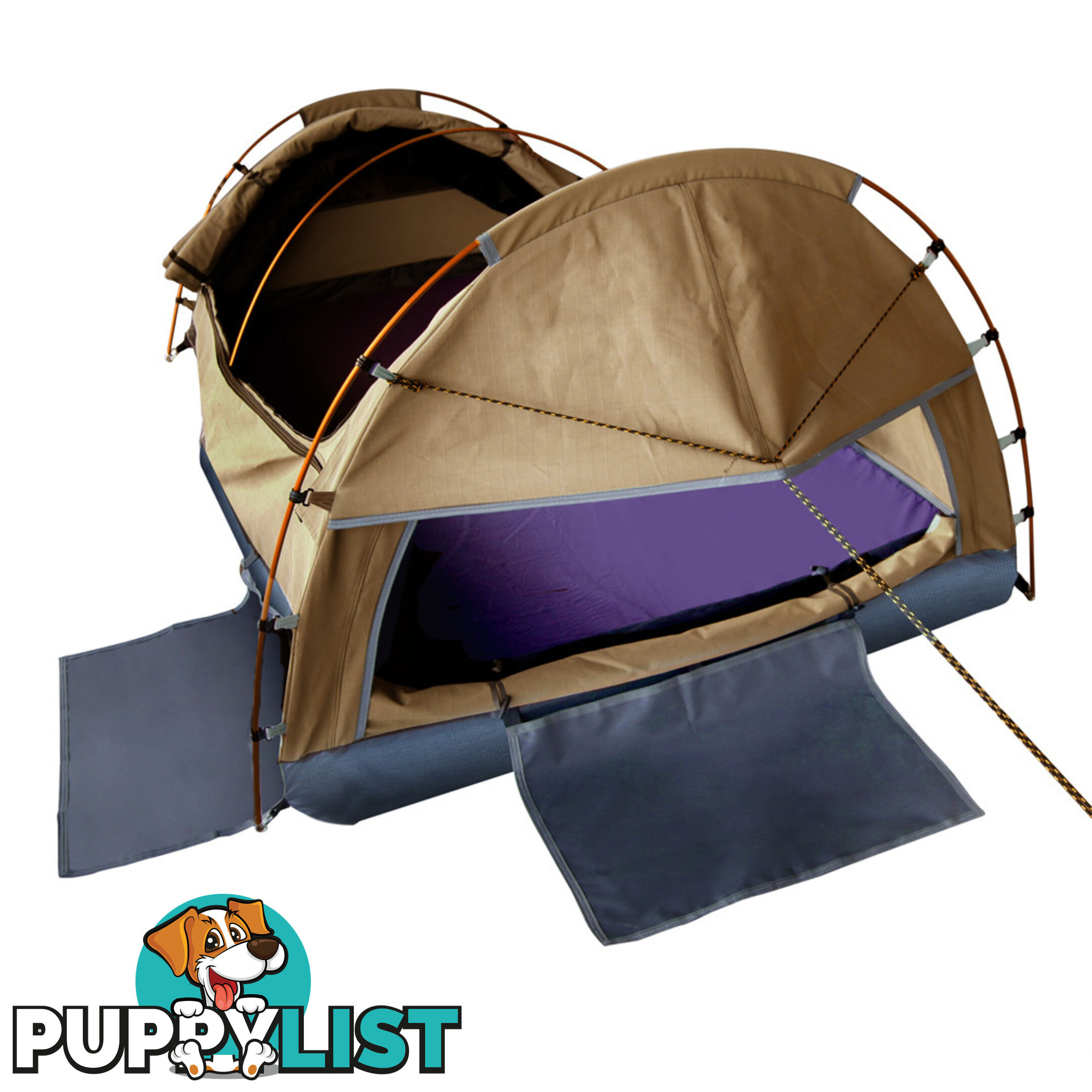 Double Camping Canvas Swag Tent Beige w/ Air Pillow