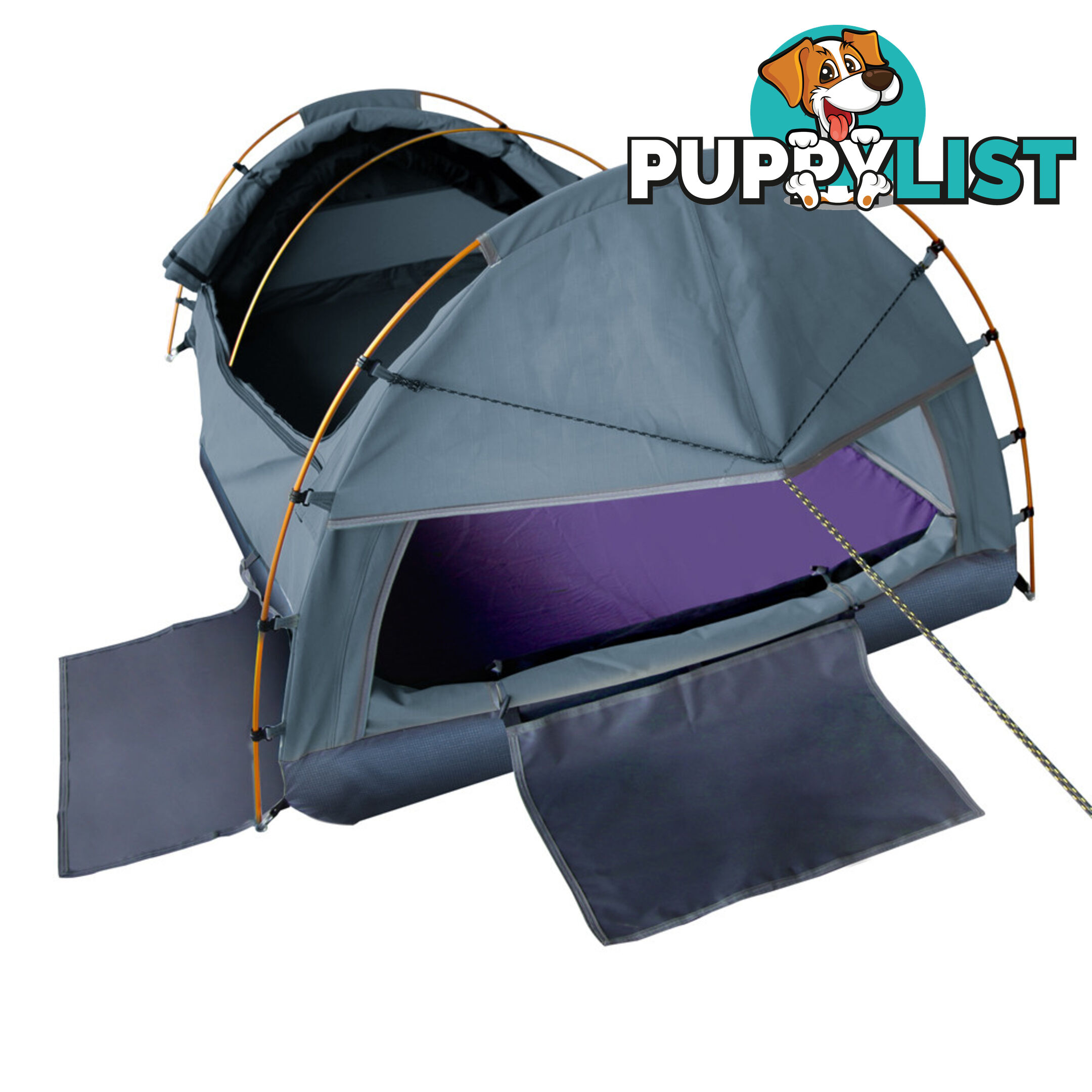 Double Canvas Camping Swag Tent Navy w/ Air Pillow