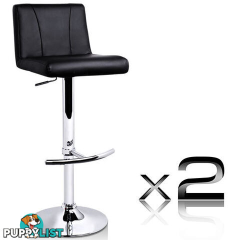 Set of 2 PU Leather Kitchen Bar Stool Black