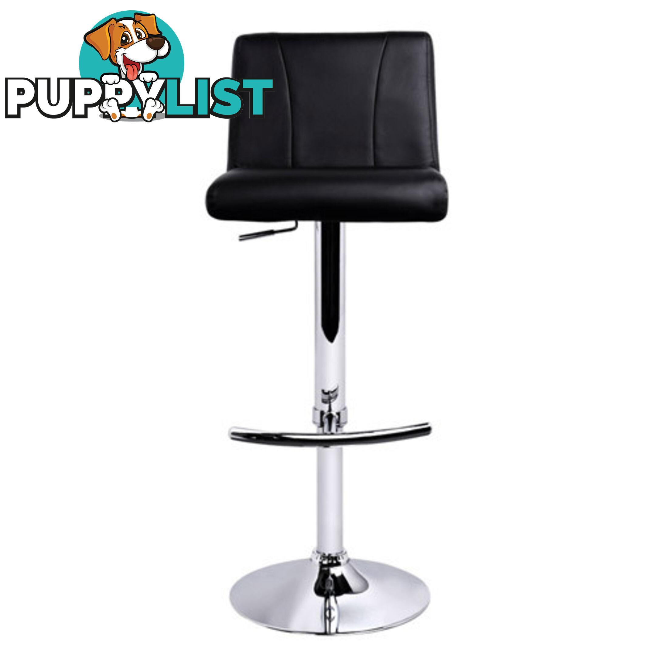 Set of 2 PU Leather Kitchen Bar Stool Black