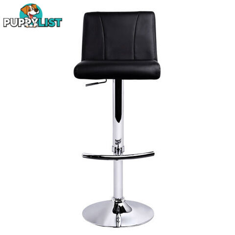 Set of 2 PU Leather Kitchen Bar Stool Black