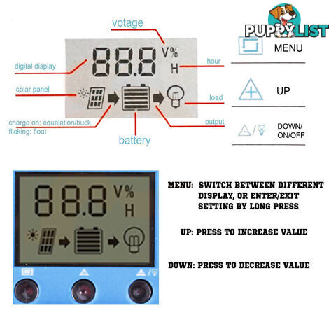 30A 12V-24V LCD Display PWM Solar Panel Regulator Charge Controller & Timer PWN