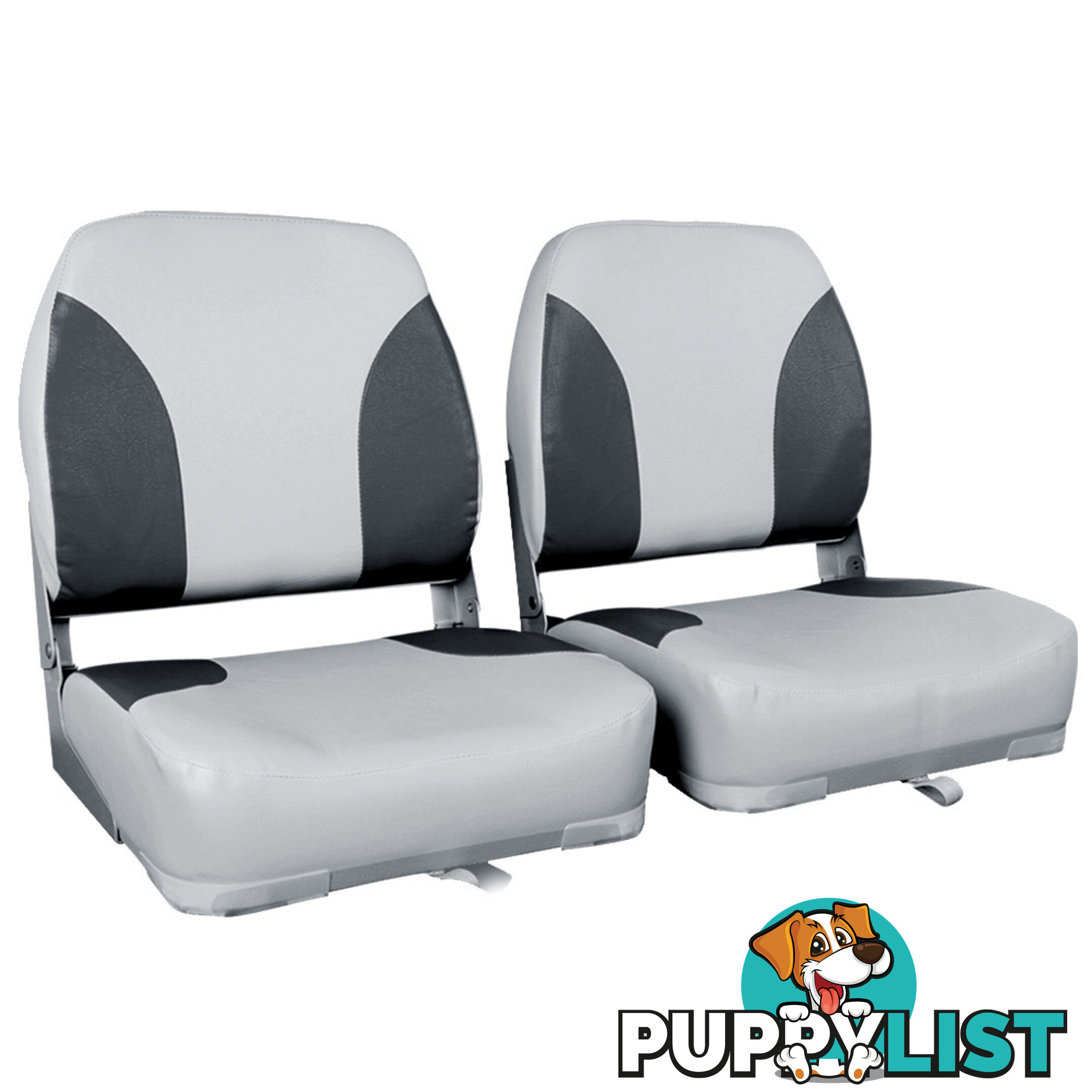 Set of 2 Swivel Folding Marine Boat Seats Grey Blue