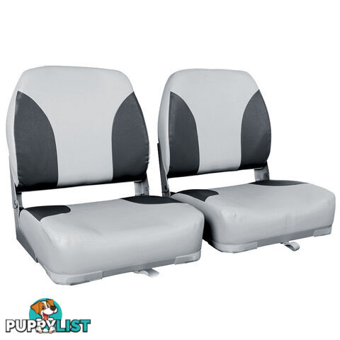 Set of 2 Swivel Folding Marine Boat Seats Grey Blue