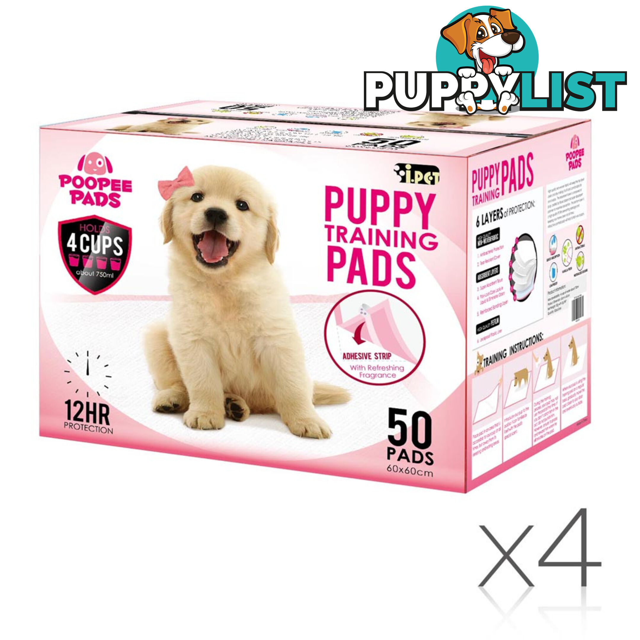 200 Puppy Pet Dog Toilet Training Pads Pink