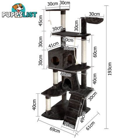 Cat Scratching Poles Post Furniture Tree 193cm Dark Grey