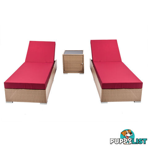 3 pcs Brown Wicker Rattan 2 Seater Outdoor Lounge Set Beige