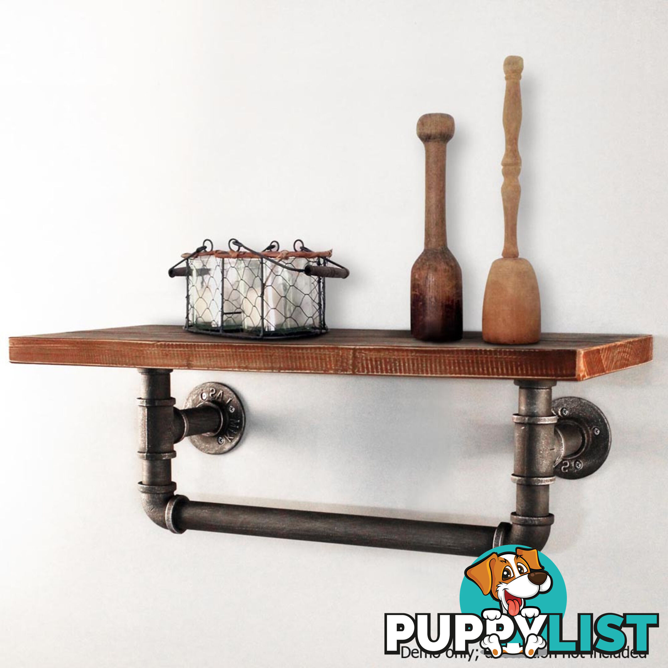 Rustic Industrial DIY Floating Pipe Shelf