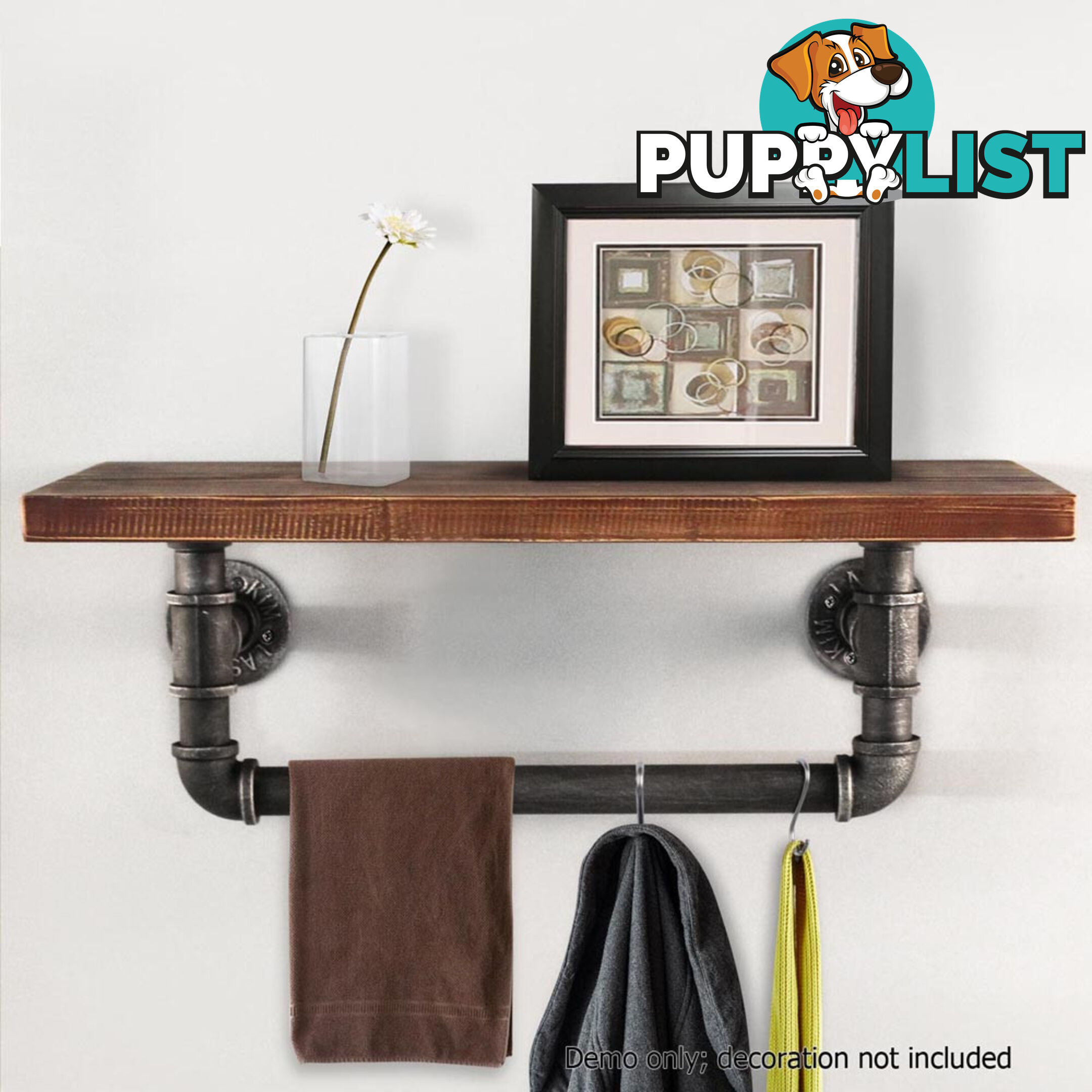 Rustic Industrial DIY Floating Pipe Shelf