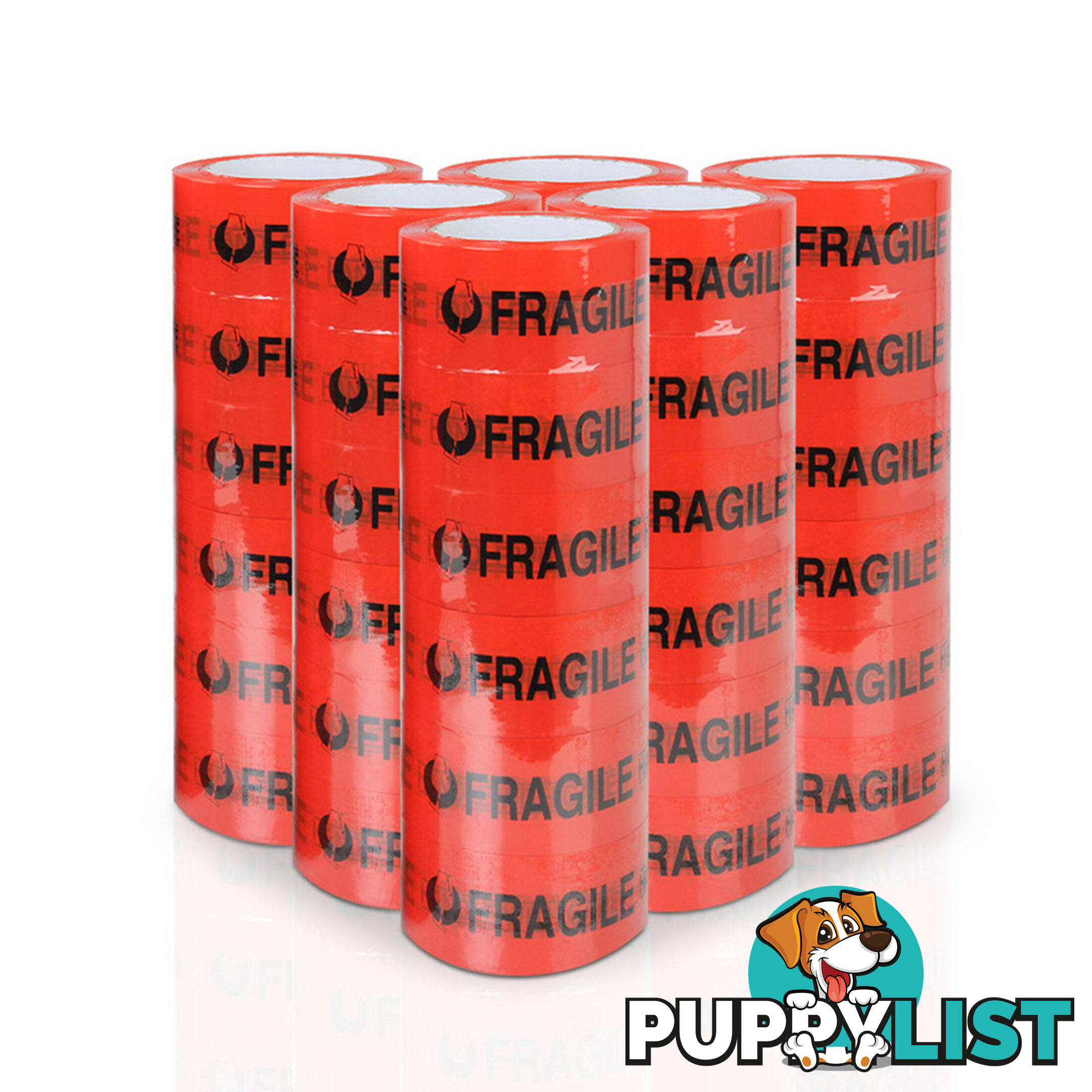 36 Rolls Red Fragile Tape 48mm x 75m