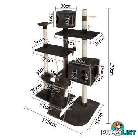 Cat Scratching Poles Post Furniture Tree 170cm Grey